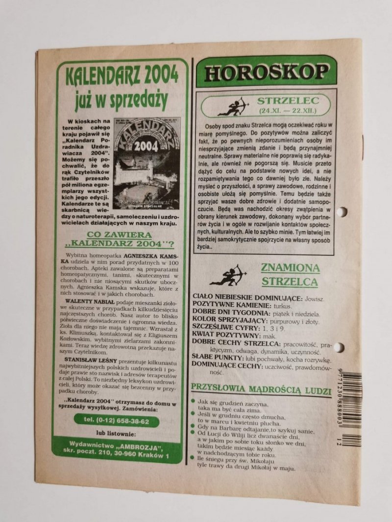 PORADNIK UZDRAWIACZA NR 12/133 GRUDZIEŃ 2003 r.