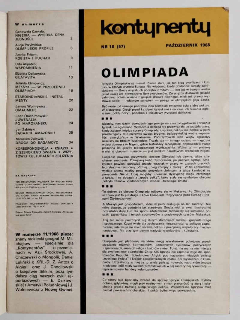 KONTYNENTY NR 10 1968