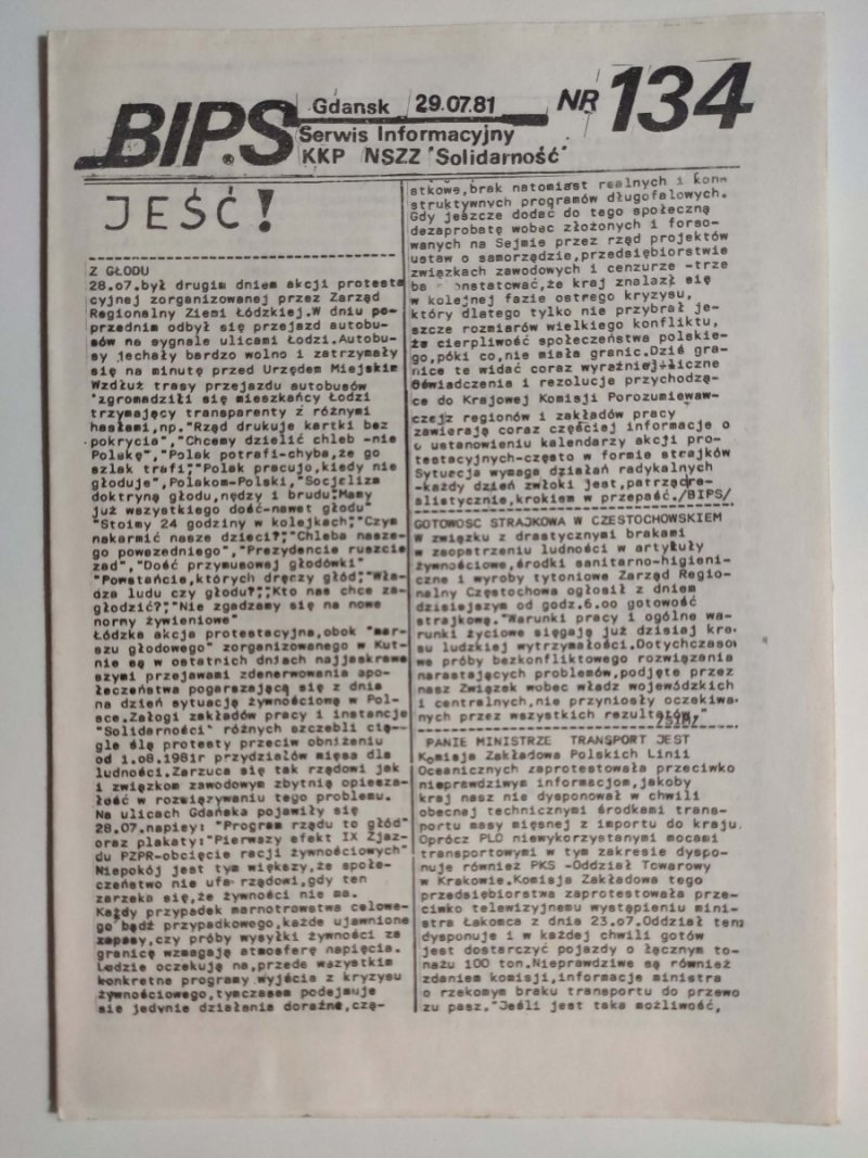 BIPS NR 134 – 29.07.1981