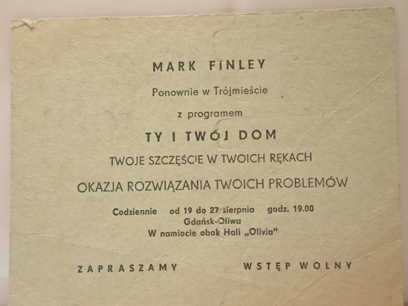 MARK FINLEY Z PROGRAMEM TY I TWÓJ DOM. ZAPROSZENIE