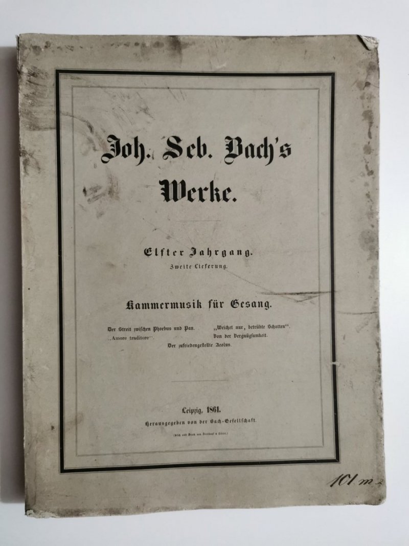 WERKE JOHANN SEBASTIAN BACH ERSTER JAHRGANG 1861