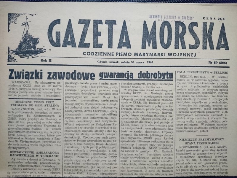 GAZETA MORSKA ROK II NR 89 (206)