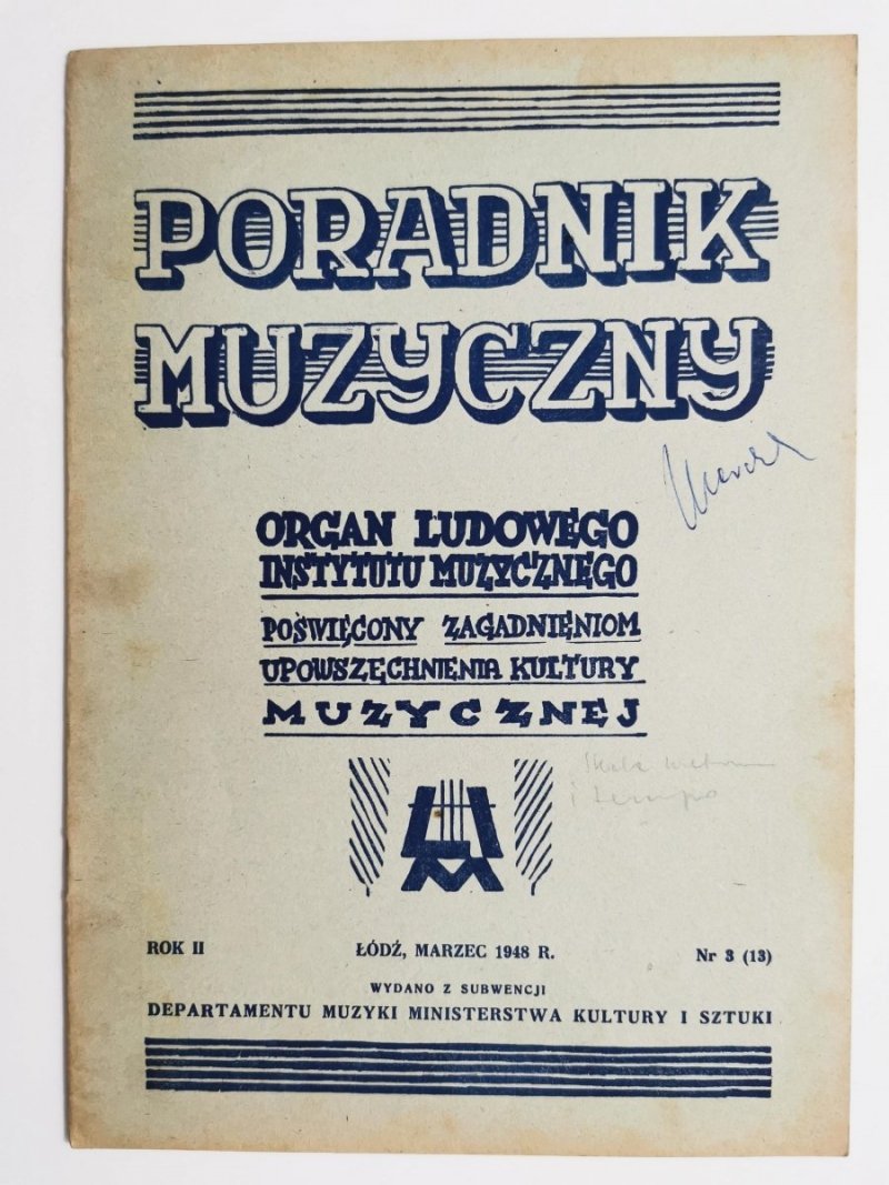 PORADNIK MUZYCZNY ROK II NR 3 (13) MARZEC 1948 r.