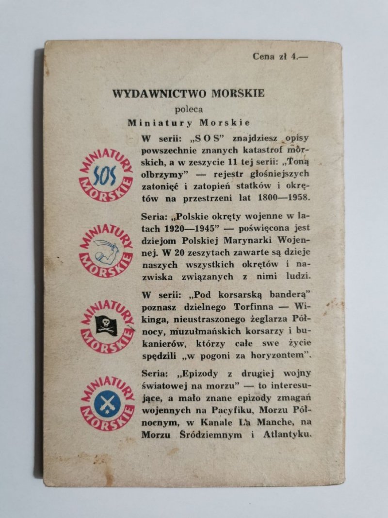 MINIATURY MORSKIE. SAMOBÓJCZE POJEDYNKI - Jan Piwowoński 1959