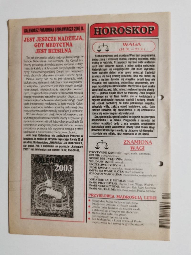 PORADNIK UZDRAWIACZA NR 10/119 PAŹDZIERNIK 2002 r.