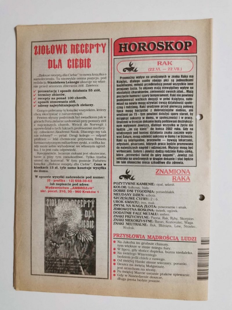 PORADNIK UZDRAWIACZA NR 7/116 LIPIEC 2002 r.