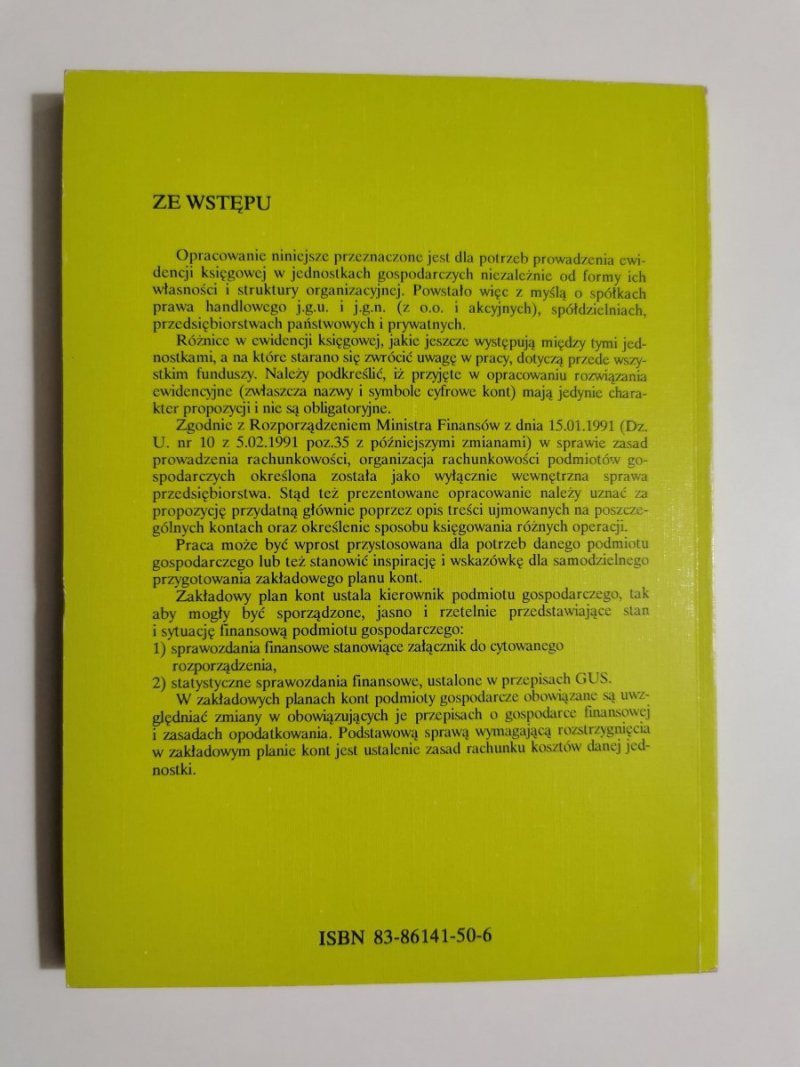 WZORCOWY PLAN KONT Z KOMENTARZEM TOM II ZESPOŁY 4-8 1994