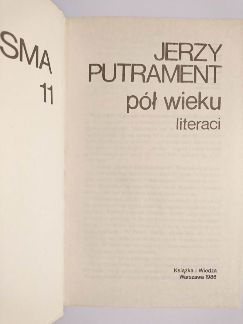 PÓŁ WIEKU. LITERACKI - Jerzy Putrament 1986