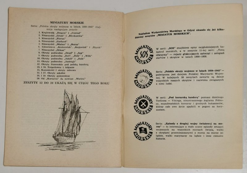 MINIATURY MORSKIE. OKRĘTY SZKOLNE - Jerzy Pertek 1959