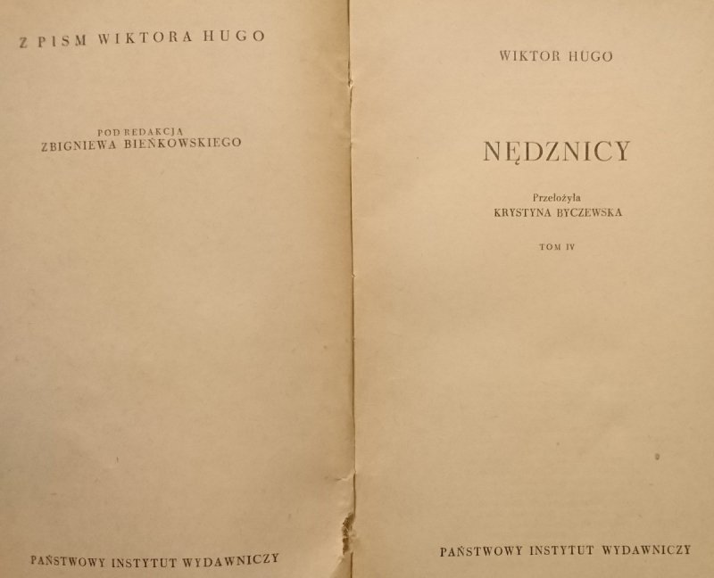 NĘDZNICY TOM IV - Wiktor Hugo 1956