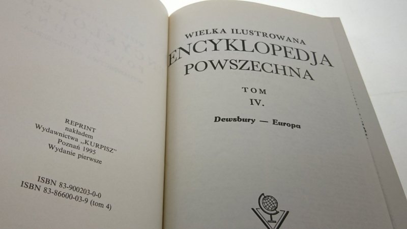 ENCYKLOPEDJA POWSZECHNA TOM IV DEWSBURY-EUROPA