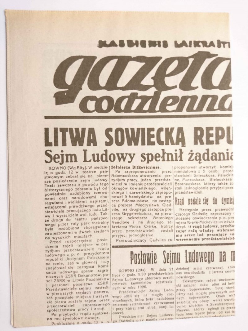 GAZETA CODZIENNA NR. 166 PONIEDZIAŁEK 22 LIPCA 1940 r. 