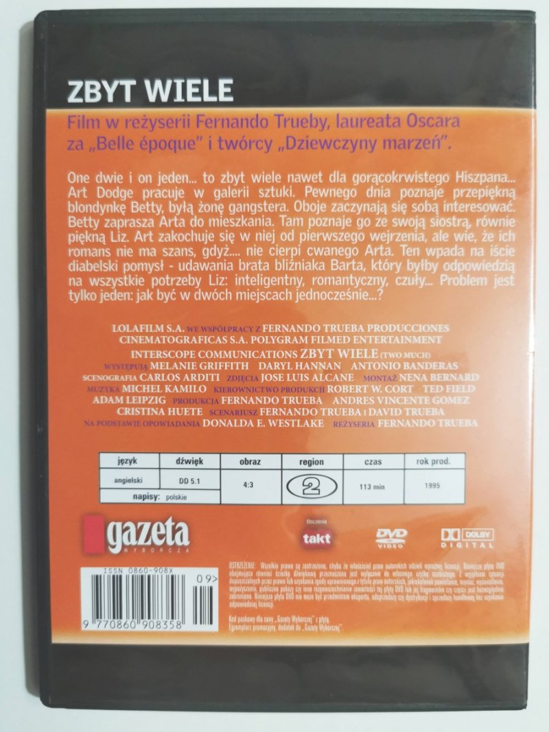 DVD. ZBYT WIELE. REŻ. FERNANDO TRUEBA