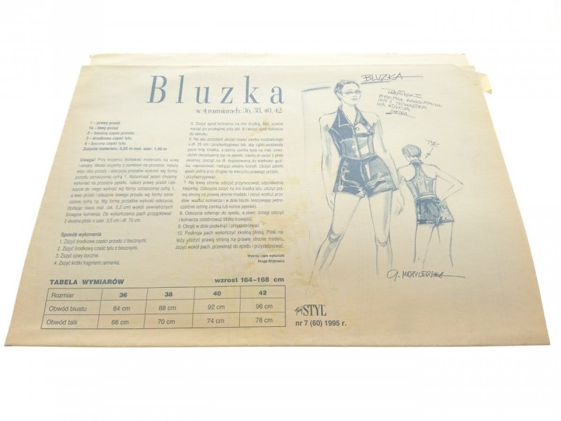 TWÓJ STYL 7-1995 WYKRÓJ BLUZKA