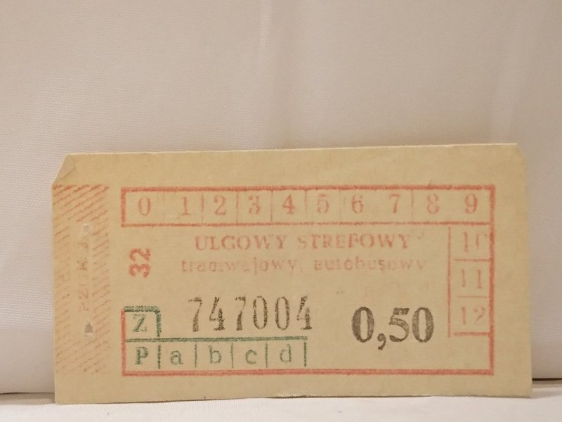 BILET ULGOWY 0,50 GROSZY TRAMWAJOWY AUTOBUSOWY