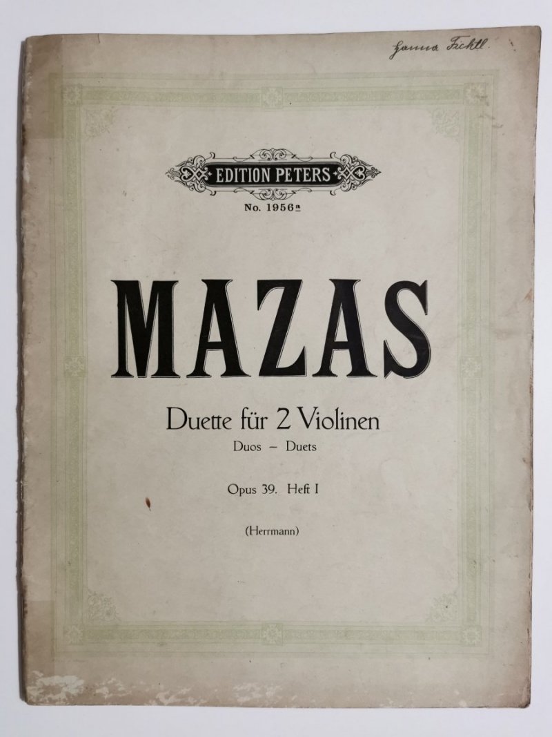 SECHS DUETTE FUR ZWEI VIOLINEN OPUS 39 HEFT I - F. Mazas 