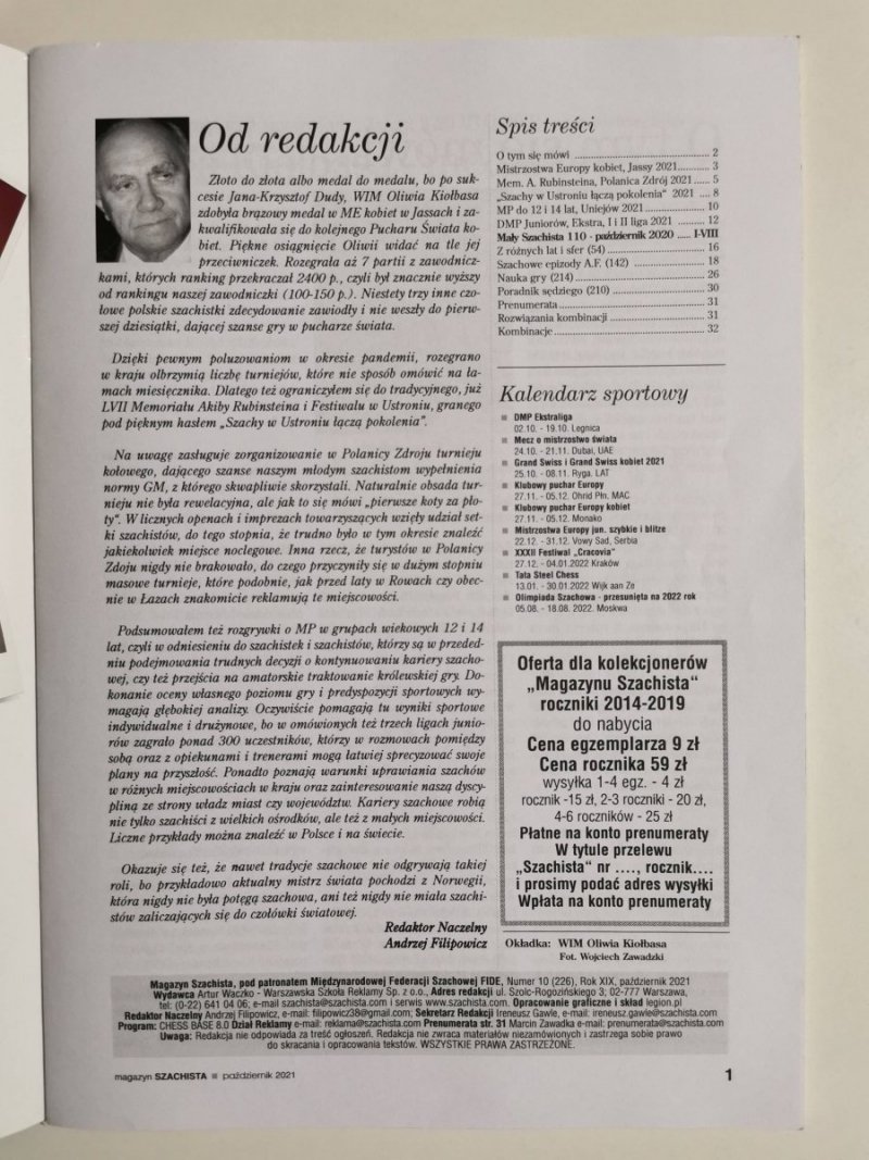 MAGAZYN SZACHISTA PAŹDZIERNIK 2021 