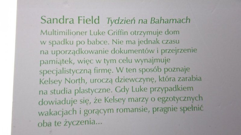 TYDZIEŃ NA BAHAMACH - Sandra Field 2008