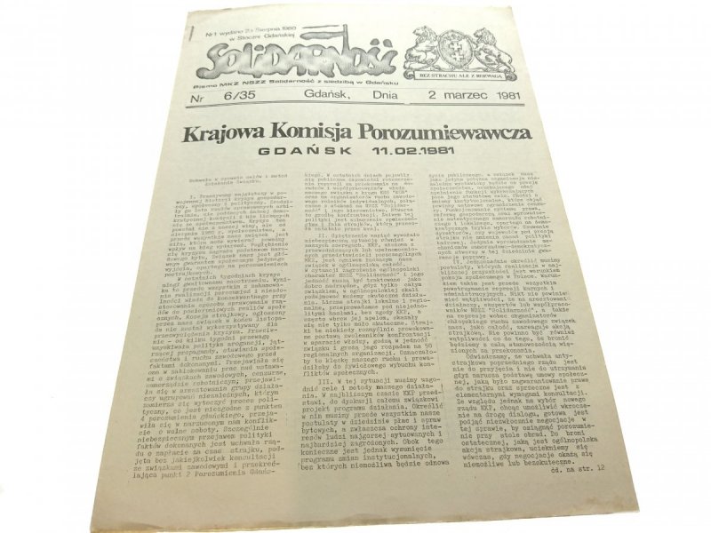 SOLIDARNOŚĆ NR 6/35 2 MARZEC 1981