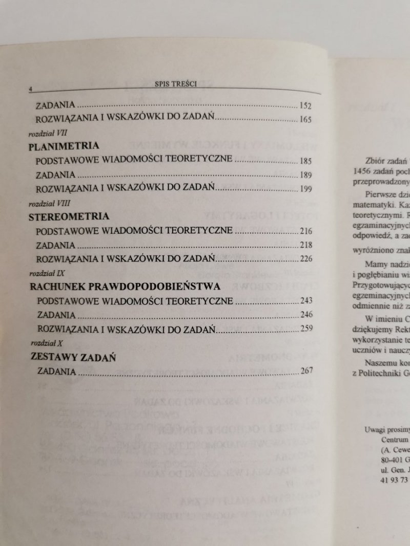 MATEMATYKA. EGZAMIN WSTĘPNY NA WYŻSZE UCZELNIE. ZBIÓR ZADAŃ 1995
