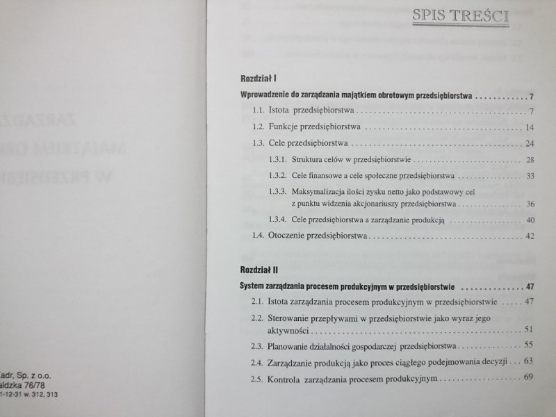 ZARZĄDZANIE MAJĄTKIEM OBROTOWYM W PRZEDSIĘBIORSTWIE