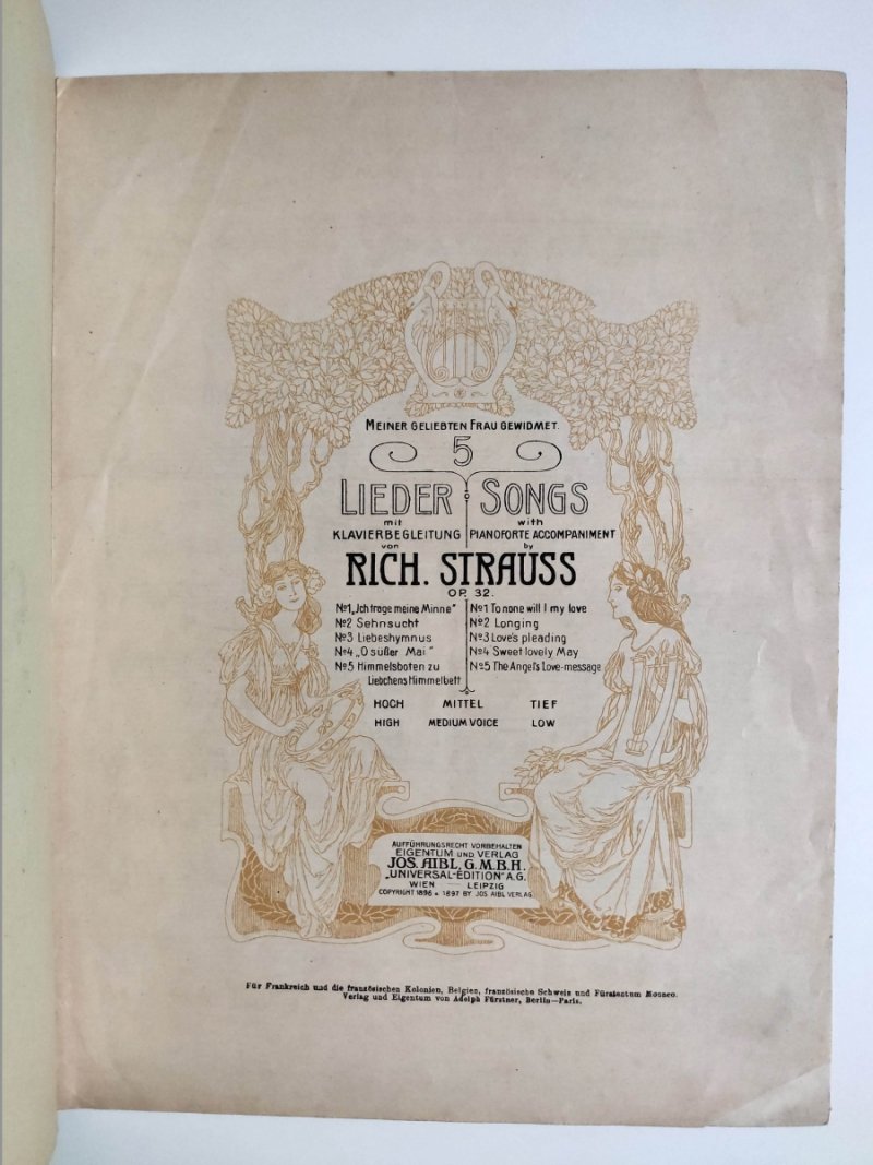NO 5448C OP. 32 NO. 1 1922 - R. Strauss
