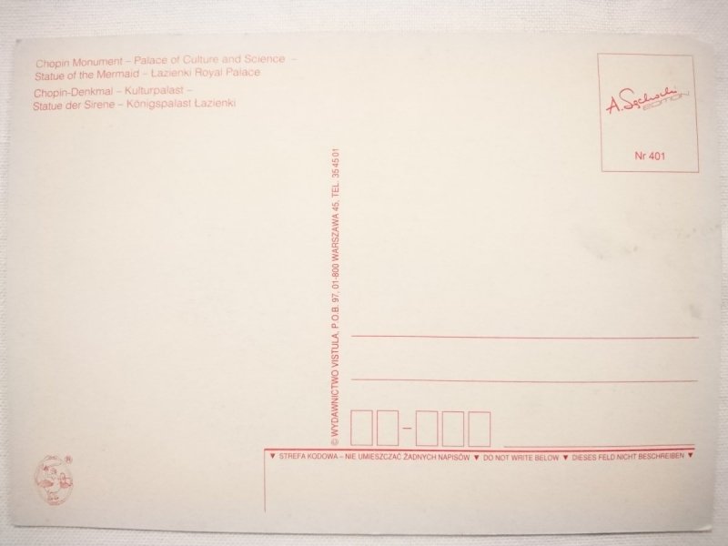WARSZAWA. POMNIK CHOPINA, PAŁAC KULTURY, SYRENKA, ŁAZIENKI