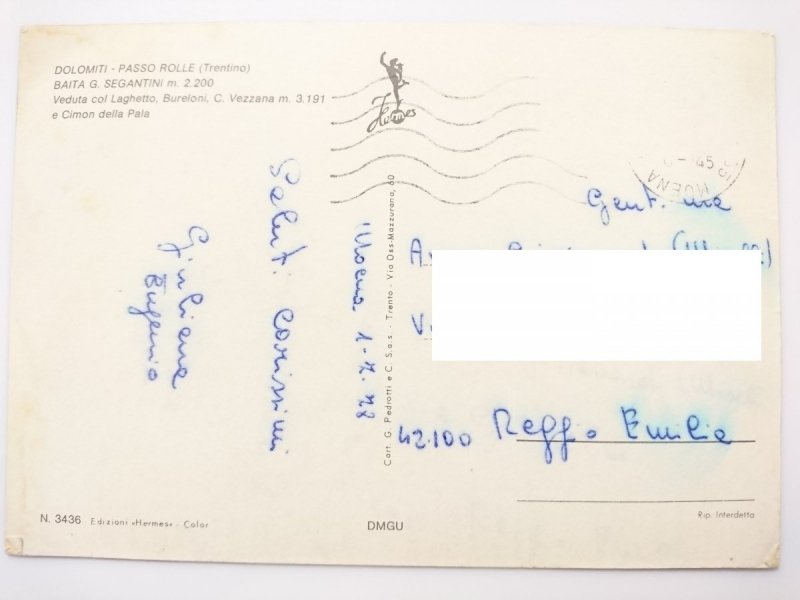 DOLOMITI – PASSO ROLLE (TRENTINO) BAITA G. SEGANTINI M. 2.200