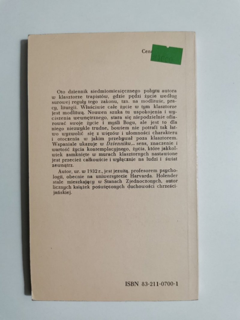 DZIENNIK Z KLASZTORU TRAPISTÓW - Henri J. M. Nouwen 1987