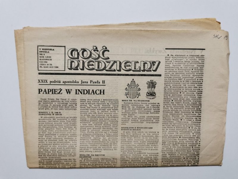 GOŚĆ NIEDZIELNY V NIEDZIELA ZWYKŁA NR 6 ROK LXIII KATOWICE 9 II 1986