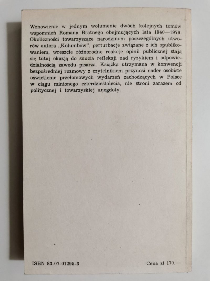 PAMIĘTNIK MOICH KSIĄŻEK TOM 1 i 2 - Roman Bratny 1985