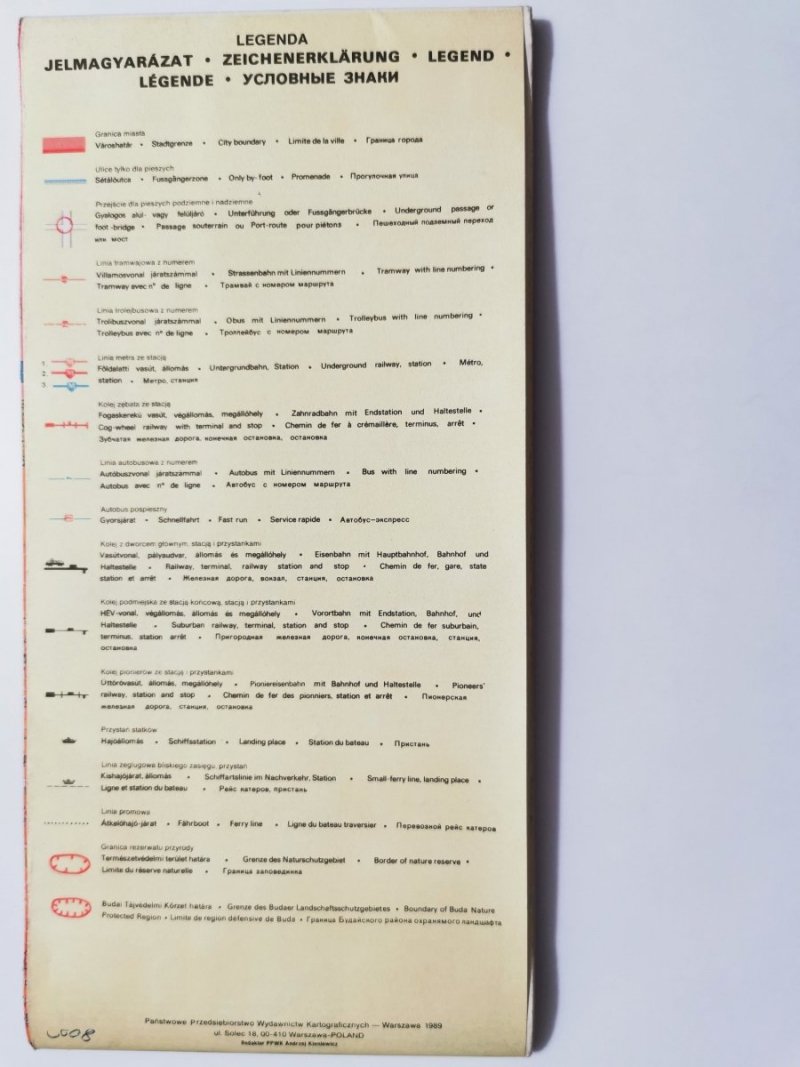 BUDAPEST. PLAN MIASTA 1989
