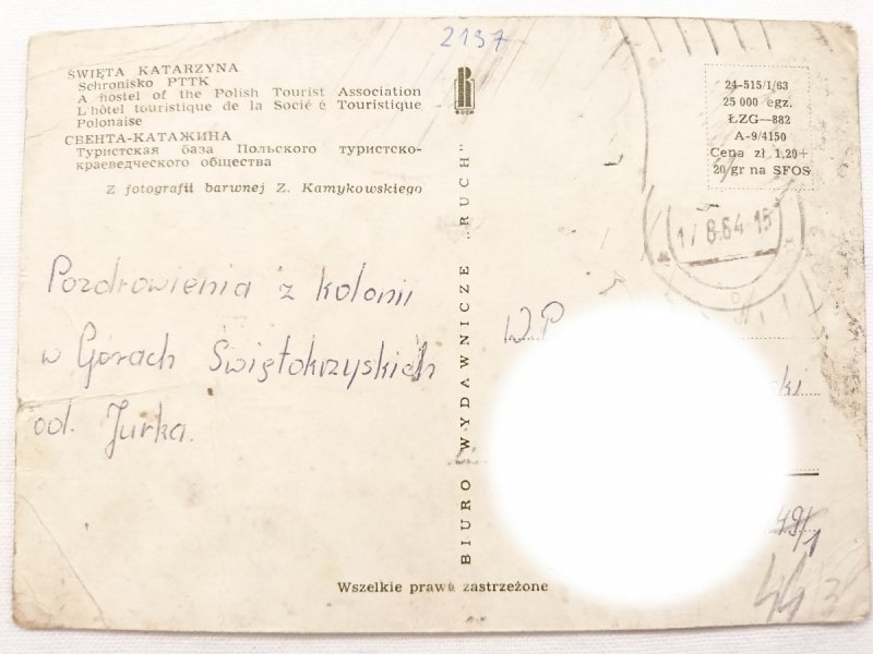 ŚWIĘTA KATARZYNA Schronisko PTTK z fotografii barwnej Z. Kamykowskigo