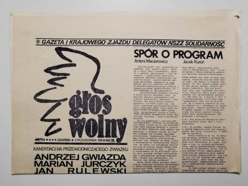GŁOS WOLNY GDAŃSK 2 PAŹDZIERNIKA 1981 NR 18 