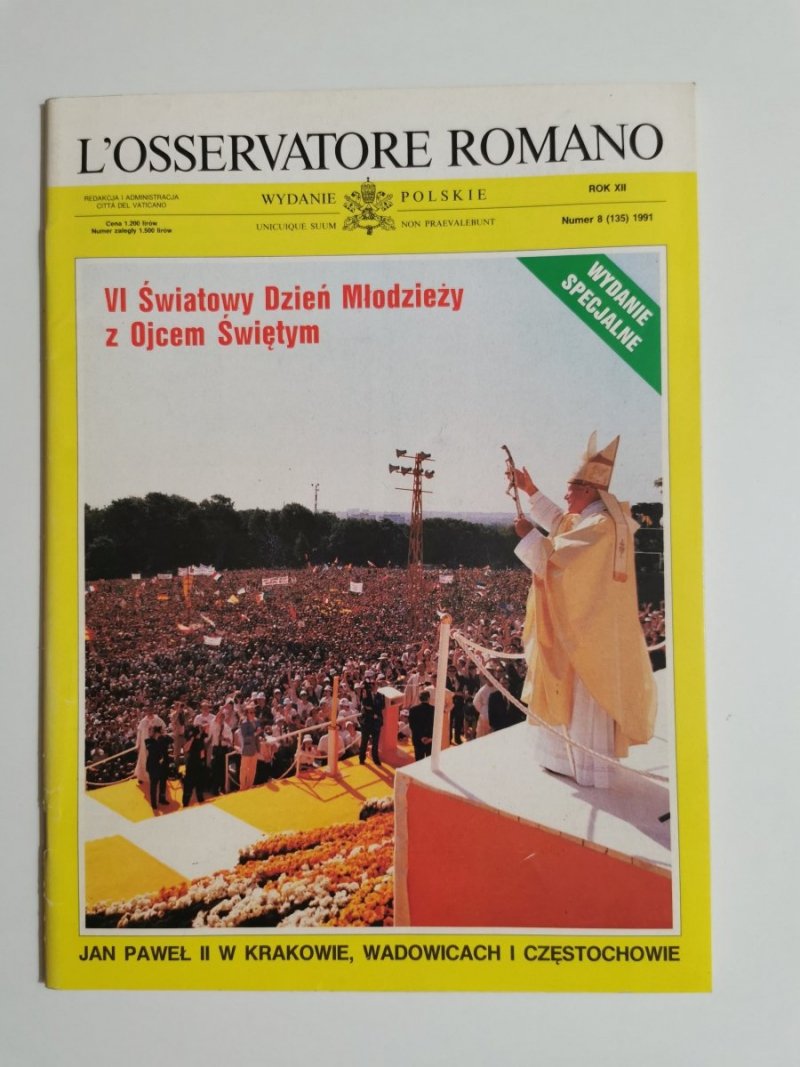 L'OSSERVATORE ROMANO ROK XII NUMER 8 (135) 1991