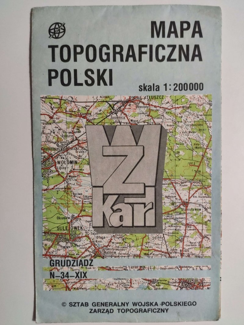 MAPA TOPOGRAFICZNA POLSKI 1:200 000 N-34-XIX GRUDZIĄDZ