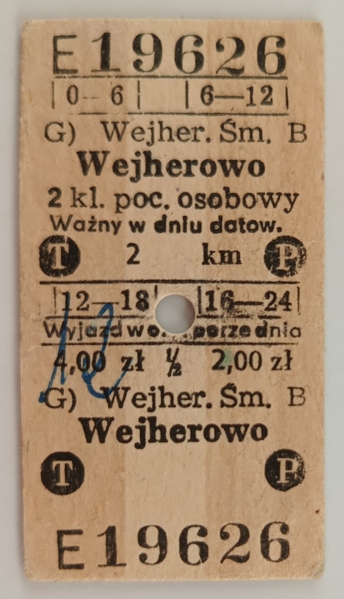 WEJHEROWO 2 KL. POC. OSOBOWY BILET