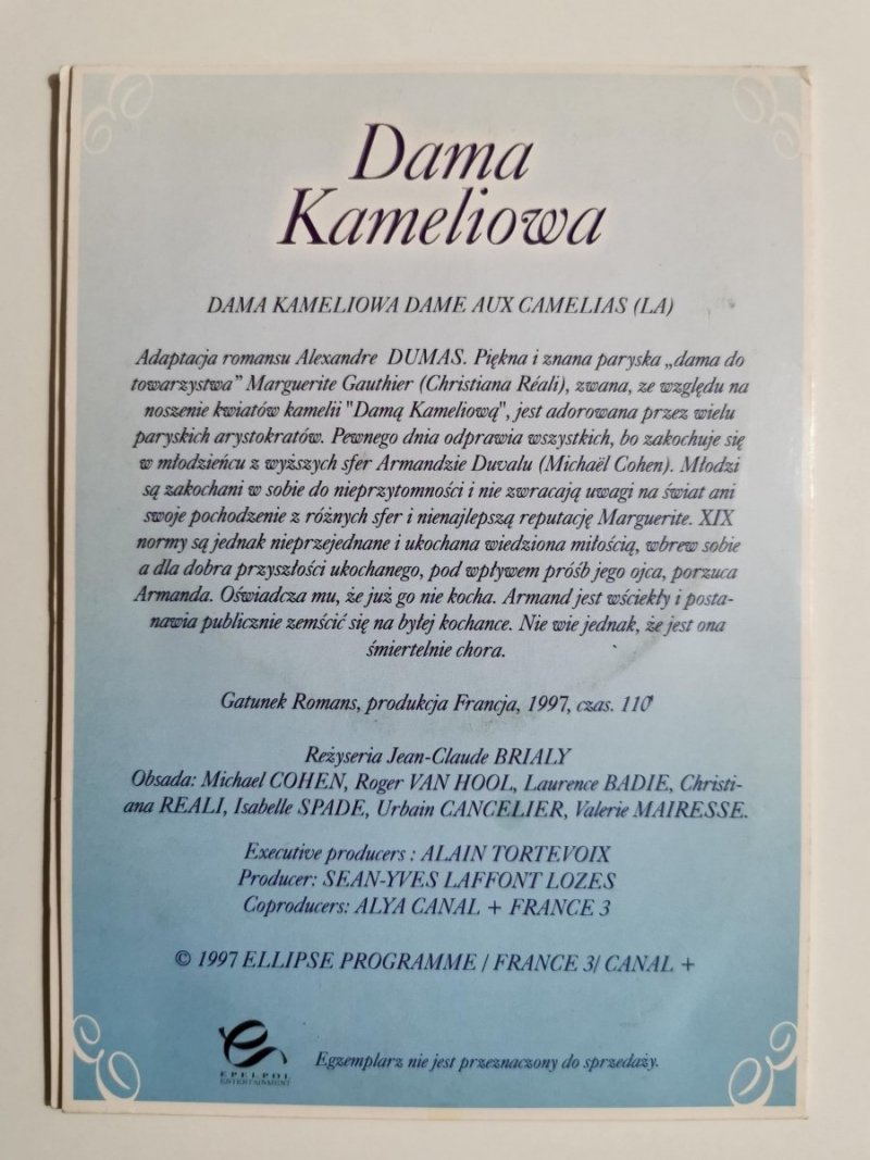 FILM DAMA KAMELIOWA 2 PŁYTY VCD 