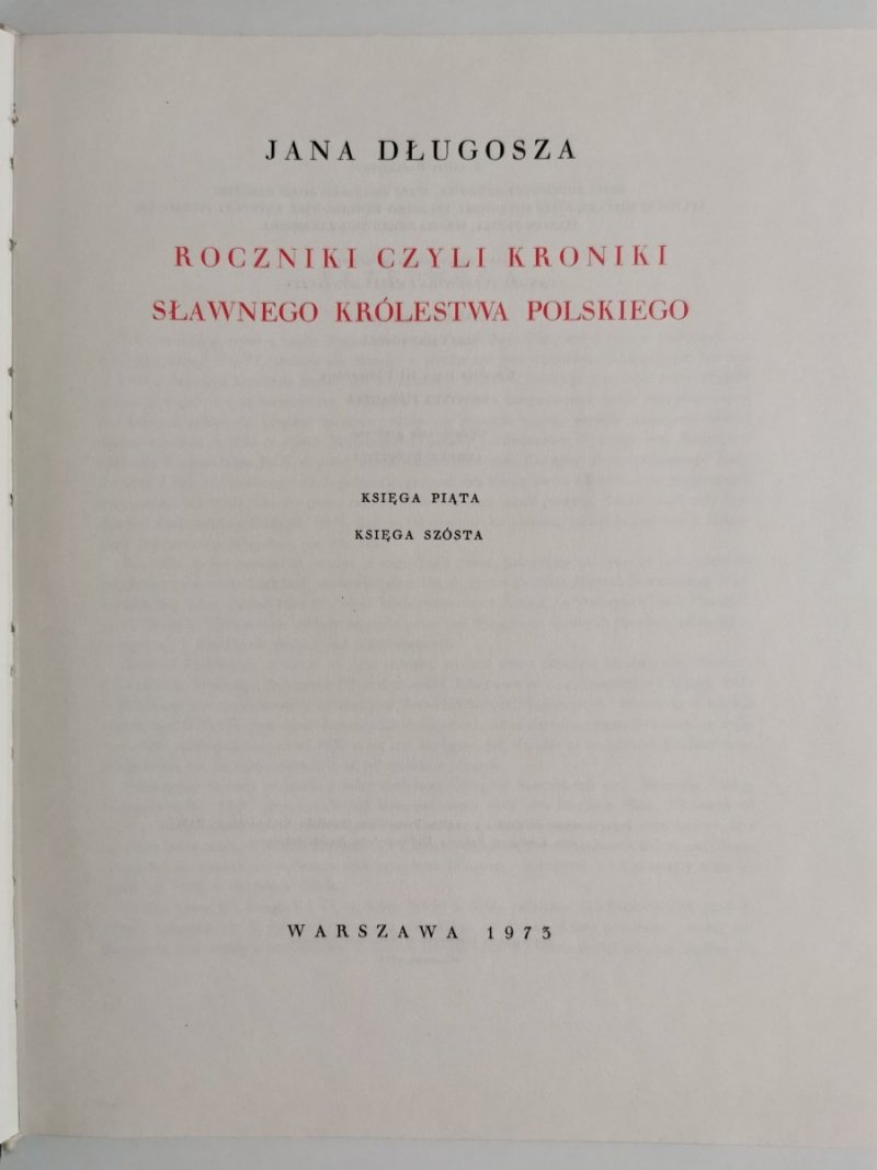 JANA DŁUGOSZA ROCZNIKI CZYLI KRONIKI SŁAWNEGO KRÓLESTWA POLSKIEGO KSIĘGA V i VI 