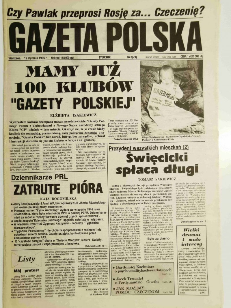 GAZETA POLSKA TYGODNIK NR 3 (79) 19 STYCZNIA 1995 r.