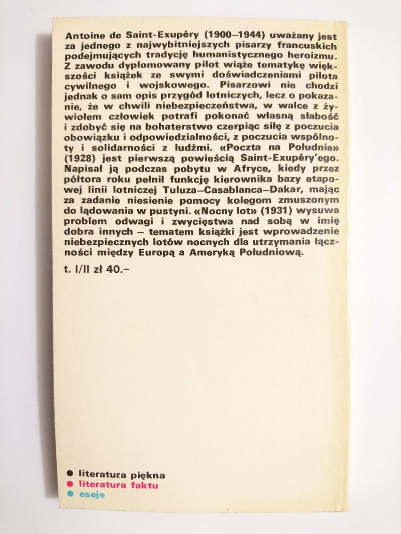 POCZTA NA POŁUDNIE. NOCNY LOT - Saint-Exupery 1977