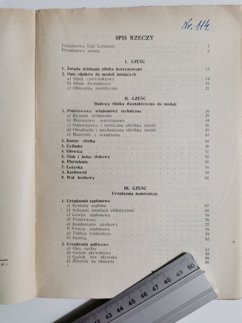 SILNIKI LOTNICZE DO MODELI LATAJĄCYCH - Witold Niementowski 1948