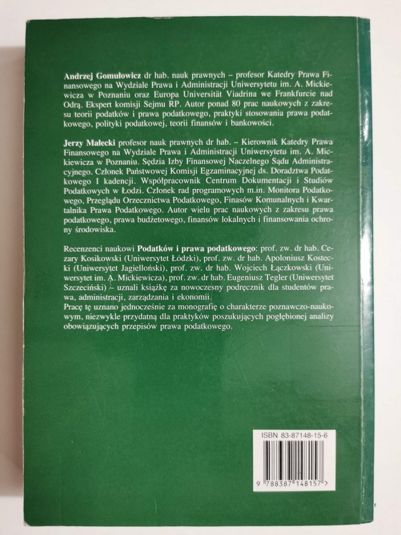PODATKI I PRAWO PODATKOWE DLA STUDENTÓW I PRAKTYKÓW - Andrzej Gomułowicz 2000