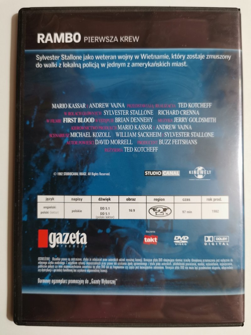 DVD. RAMBO. PIERWSZA KREW. Sylwester Stallone