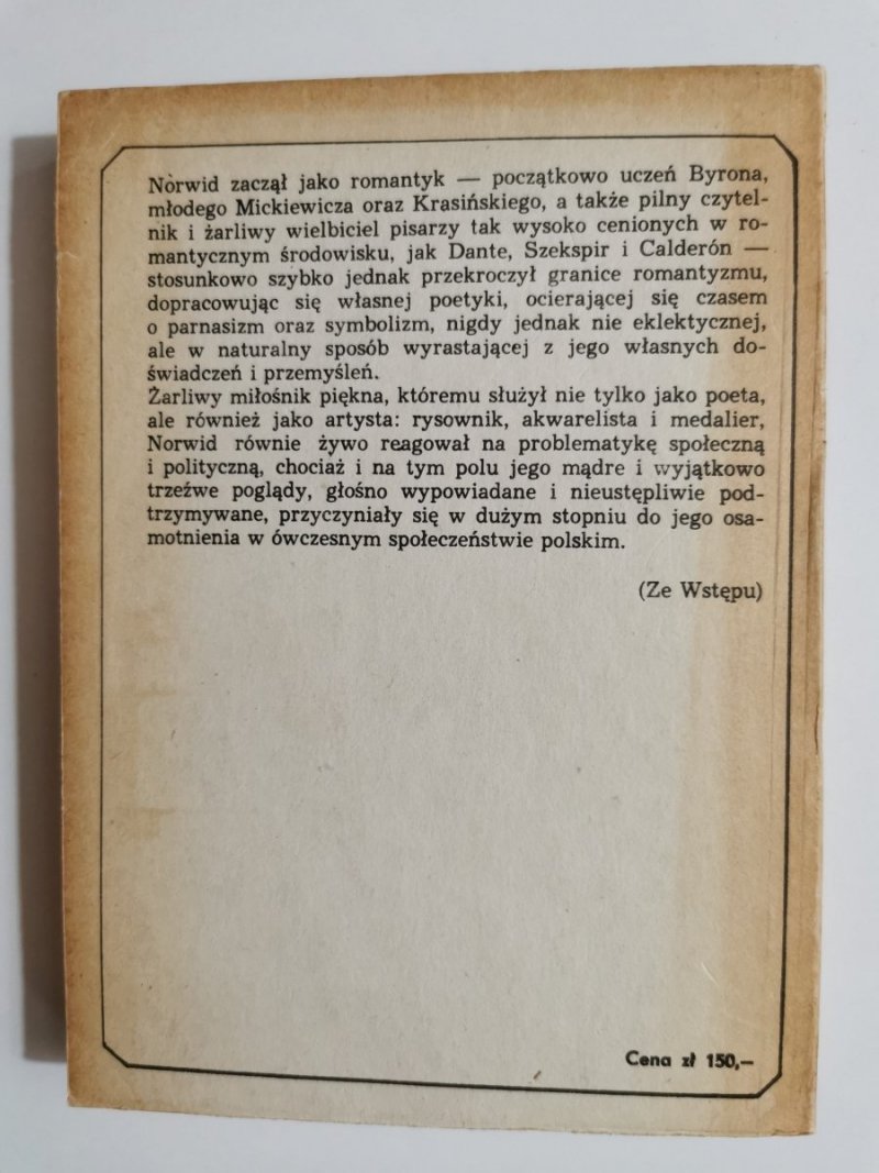 PISMA WIERSZEM I PROZĄ - Cyprian Norwid 1984