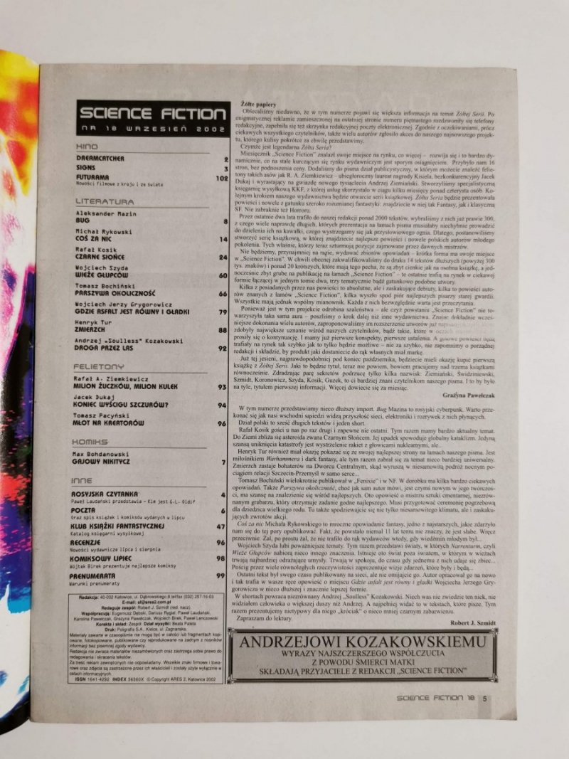 SCIENCE FICTION NR 18 WRZESIEŃ 2002