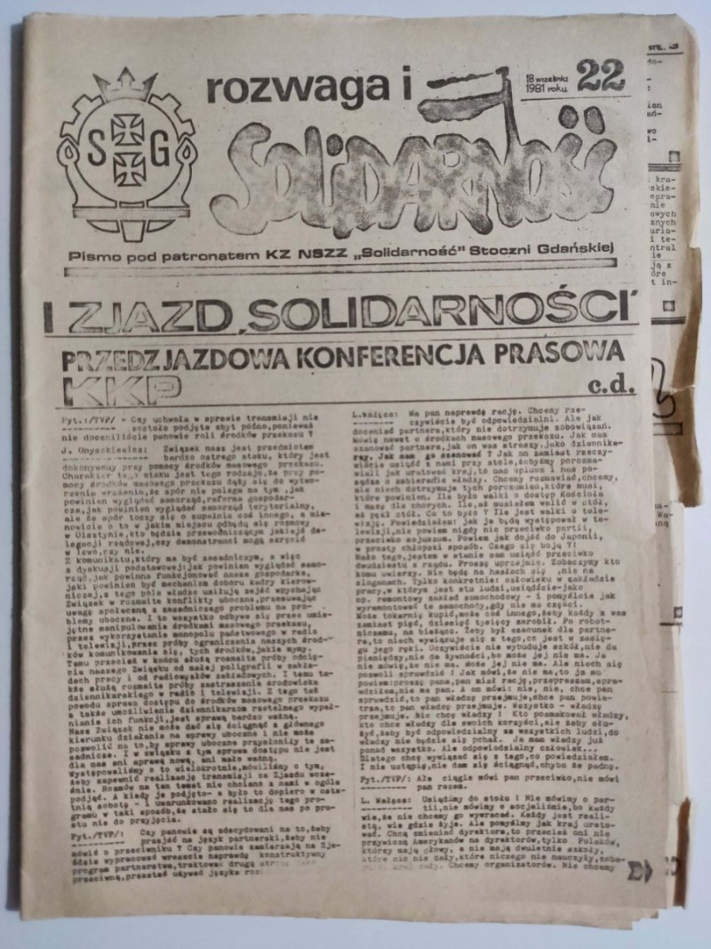 ROZWAGA I SOLIDARNOŚĆ NR 22 – 18.09.1981