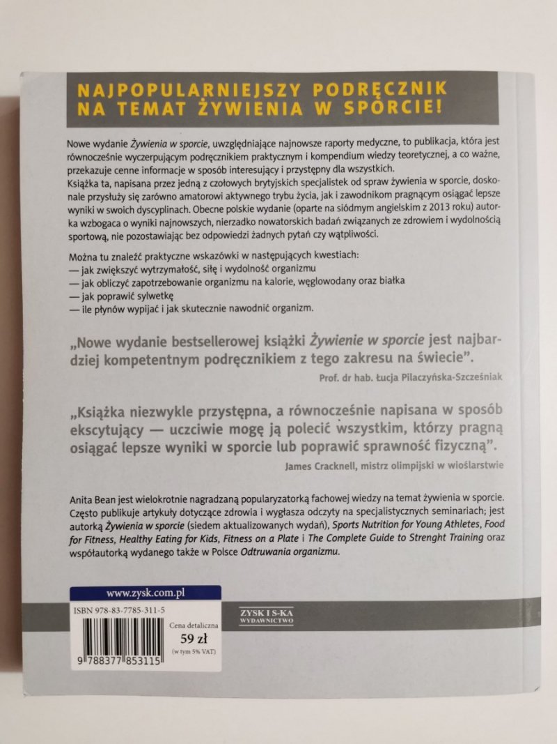 ŻYWIENIE W SPORCIE. KOMPLETNY PRZEWODNIK - Anita Bean 2014