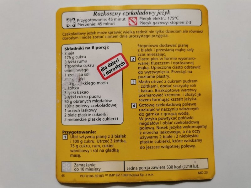 KARTA KULINARNA NR. 35 ROZKOSZNY CZEKOLADOWY JEŻYK
