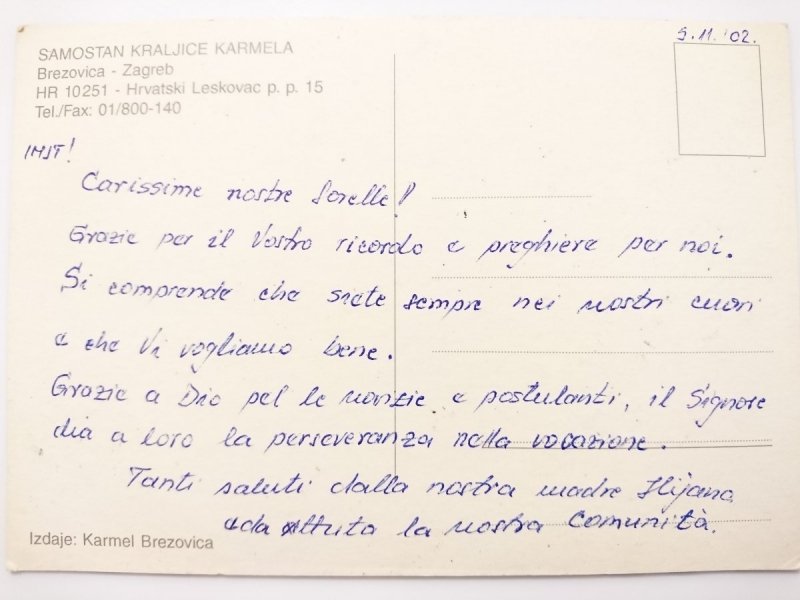 KARMEL BREZOVICA – ZAGREB. SAMOSTAN KRALJICE KARMELA
